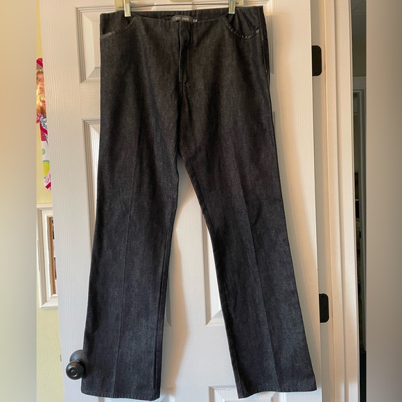 New Gap Size 14 Black Boot Cut Jeans with Leather Trim - Picture 1 of 6